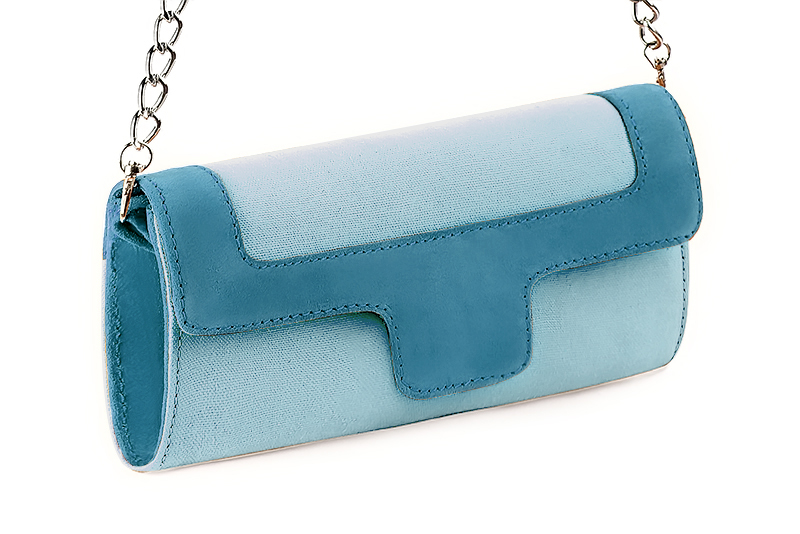 Sky blue and peacock blue luxurious elegant clutch for ceremonies, weddings and evenings out.